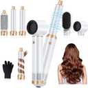 5 in 1 Blow Dryer Brush, Upgrade Hair Dryer Brush Air Curler Air Curling Wrap Styler, Detachable Hot Air Brush Negative Ion Curling Brush Iron, Hair Styling Tools for Drying Curling Straightening (White Gold)