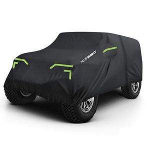 NOVSIGHT Car Cover for Jeep Wrangler 2 Door - Waterproof All Weather Outdoor Cover (2007–2025 JK JL), Windproof with Straps, 210D Oxford Fabric, Reflective Strips