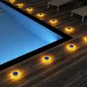 DetarZinLED Solar Step Lights Outdoor Waterproof, 4 Pack Warm White Flat Lights Solar Powered for Outside Stair, Deck, Dock, Pathway, Driveway, Ground