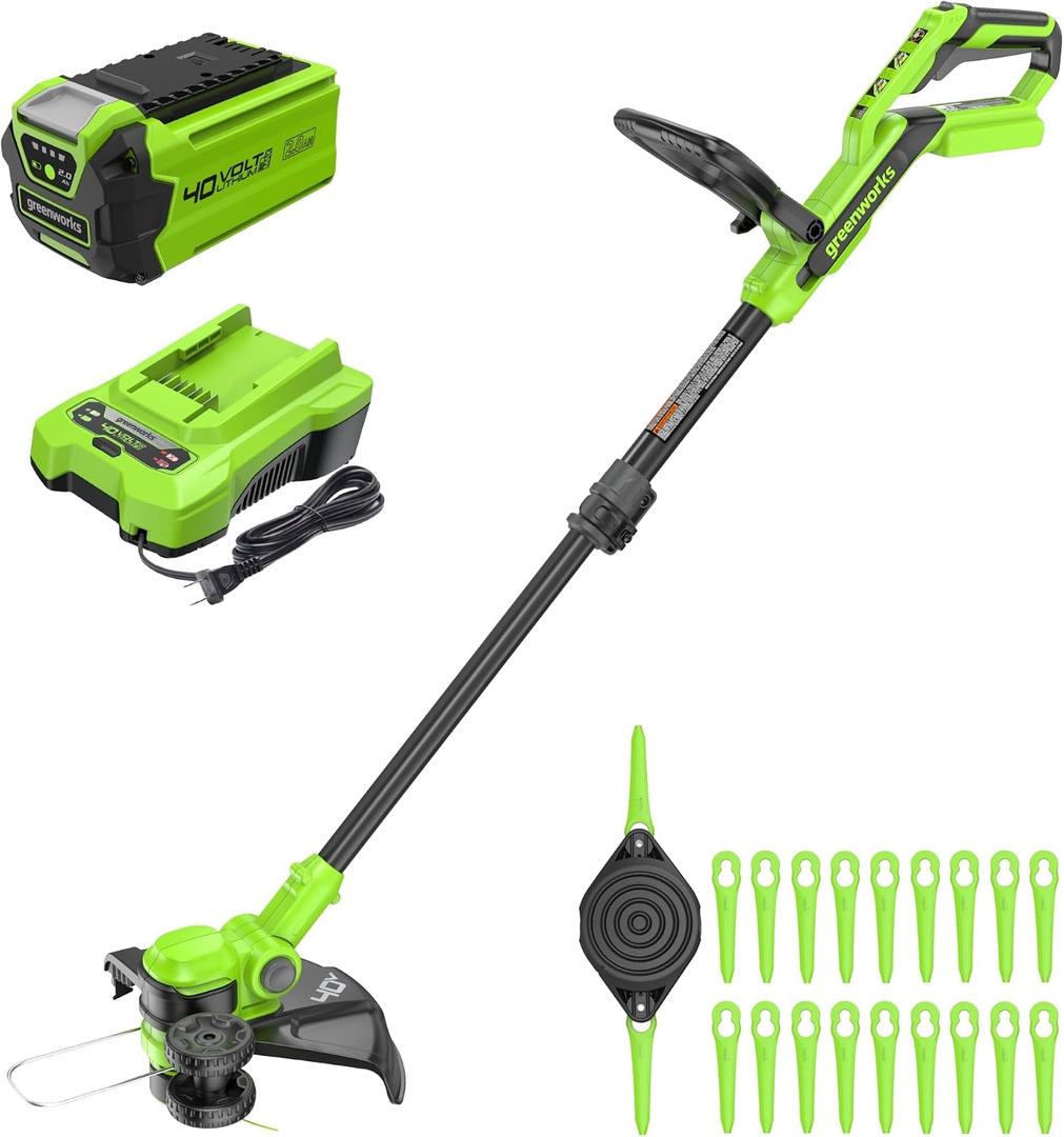 40V 13 in Cordless String Trimmer, 20 Blades, 2.0 Ah Battery