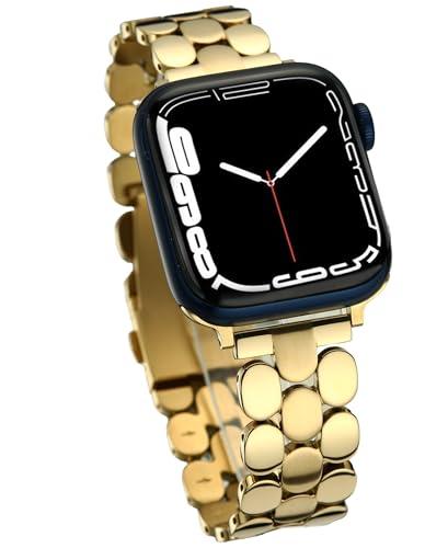 14K Light Gold Bands Compatible with Apple Watch 40mm 41mm 42mm 38mm 44mm 45mm 46mm 49mm for Women, Compatible with Apple Watch Series 11,10,Se,9,8,7, 6,SE,5,4,3,2,1 for iWatch Bands 14k Light Gold