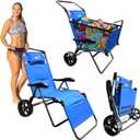 Beach Cart Chair  2 in 1 Turns fromChair to Cart  Large Wheels  Easy to Use  Large Capacity  Blue Color