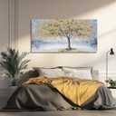 Belmrxne Tree Wall Art White and Gold Wall Decor for Living Room Aesthetic Canvas Painting Modern Wall Prints Dining Room Bedroom Artwork 24x48 Inches