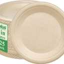 Vplus 125 Pack 6 inch Paper Plates 100% Compostable, Heavy-Duty Disposable Paper Plates Bagasse Natural Biodegradable Eco-Friendly Sugarcane (Nature)