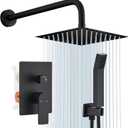 Shower Faucet Set Matte Black Shower System Knob Switch Diverter with High Pressure Handheld Spray Wall Mount 8 Inch Shower Head