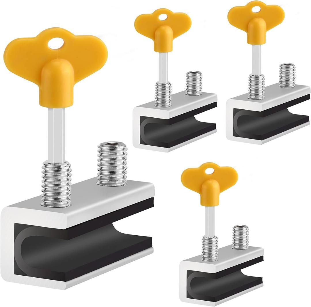 Window Locks, 4 Sets Sliding Security Window Lock with Key for Vertical & Horizontal Sliding Windows & Sliding Doors, Adjustable Window Locks Security Window Stoppers for Patio Bedroom Home and Office