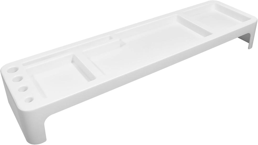 Cabilock White Keyboard Storage Rack 20.86X5.51X2.75 Inches Multifunctional Desktop Organizer under Desk Shelf for Home Office Workspace (52.8x14cm)