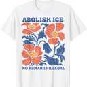 Abolish Ice No Human is Illegal T-Shirt (White, XS)