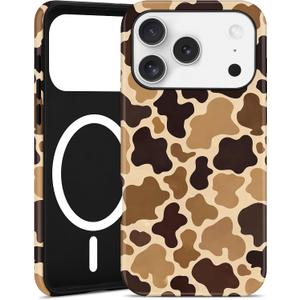 Jusy Magnetic Camo Phone Case for iPhone 17 Pro Max,Brown | Compatible with MagSafe, Duck Camo Design, TPU and PC Protective Shockproof Cover