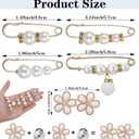 8Pcs Jean Waist Tightener, Metal Pearl Flower Button Pins, Reusable Cincher Clips for Loose Pants Dresses Skirts