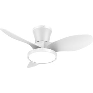 ocioc Quiet Ceiling Fan with LED Light DC motor 32 inch Large Air Volume Remote Control White for Kitchen Bedroom Dining room Patio