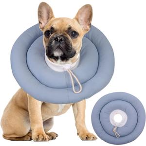 IDOMIK Dog Recovery Collar, Waterproof Soft Dog Cone After Surgery, Comfy Protective Elizabethan Collar Alternative for Dogs Cats, Adjustable Pet Neck Donut Cone Anti-Licking Biting Wounds,Blue,L (Blue)