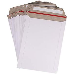 zmybcpack 100 Pack 6X8 inch Self Seal Photo Document Mailers Stay Flat White Cardboard Envelopes White Photography Mailers for CD, Photos, Document