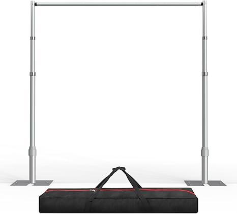 EMART Pipe and Drape Backdrop Stand Kit, 8.9ftx10ft Heavy Duty Adjustable Photo Background, Metal Frame with Flat Base for Wedding, Birthday Party, Banquet Decorations - Silver