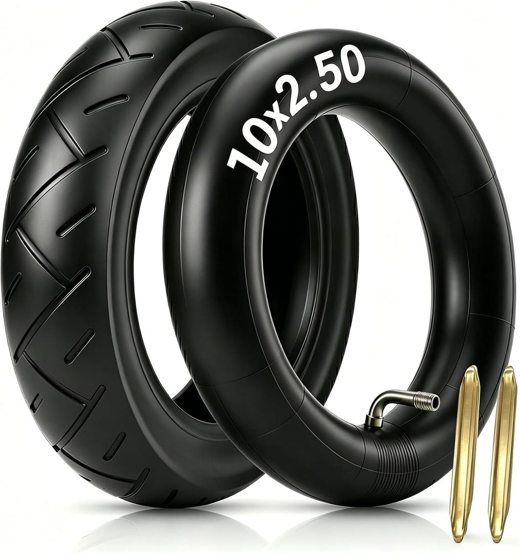 ELVANO 102.5 Electric Scooter Tire & Tube Set, Pneumatic Tire and Replacement Tube with 90 Bent Valve and 2 Tire Levers, Fits 6" Rims and 36v, 48v, 400w, 500w, 800w Hub Motor (1-Set)
