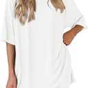 PRETTYGARDEN Women's Two Piece Lounge Set 2025 Summer Casual Oversized Shirts Biker Shorts Matching Airport Travel Outfit (Medium,White)