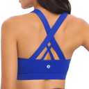 RUNNING GIRL Sports Bras for Women,Padded Strappy Sports Bras Criss-Cross Back Medium Support Sports Bras with Removable Cups (Blue, S)