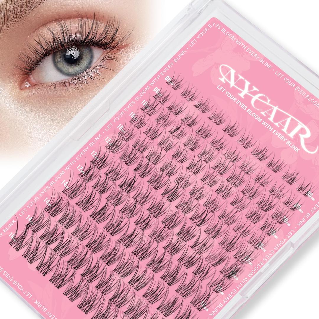NYCAAR Lash Clusters Kit with Spikes Lash Clusters 120Pcs D Curl Anime Lash Extension Kit 8-18mm Manga Eyelash Extension Kit with Bond and Seal,Remover,Applicators DIY at Home(NY02)