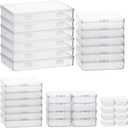RETON 36Pcs Mixed Sizes Plastic Rectangular Small Storage Containers Clear Empty Mini Organizer with Hinged Lid for Small Tiny Items, Beads Boxes for Art Craft Jewelry Projects