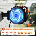 Treillage Tale Retractable Garden Hose Reel 100 FT 1/2 IN for Outside, Upgraded 10 Spray Patterns, Heavy Duty Automatic Water Hose Reel with Any Length Lock, Wall Mount, Pro Guide System, 180 Swivel