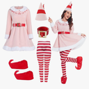 Elves Costume for Women Christmas Elves Outfit with Hat & Accessories,Halloween Christmas Cosplay Costumes for Adults, Medium