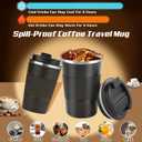 SPLMIFA Vacuum-Insulated Stainless Steel Travel Coffee Mug, Leak-Proof Reusable Coffee Cup with Lid - Keep Hot & Cold Drinks for Hours, Durable Insulated Tumbler for Men & Women(3rd-Black, 12OZ)