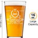 LIGHTEN LIFE 21st Birthday Gifts for Him 16oz,2005 Beer Glass in Barrel Box,21st Birthday Beer Glass Gifts,2005 Pint Glass for Son, Boy, Friend