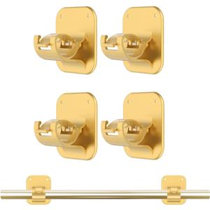 JHCJHC Adhesive Curtain Rods No Drilling Holder,No Drill Curtain Rod Brackets,Renter Friendly Curtain Hooks for Hanging Drapes,Over Blinds for Dorm Apartment Kitchen Bedroom Home