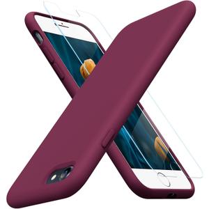 Miracase Ultra Slim Designed for iPhone SE Case 2022(3rd Gen)/iPhone SE 2020 Case(2nd Gen)/iPhone 7 Case/iPhone 8 Case with Screen Protector, Multi-Color Silicone Shockproof Phone Case(Wine Red)