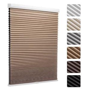 MYshade Cordless Blackout Cellular Shades, 1.5" Honeycomb Window Blinds for Bedroom & Nursery, Thermal Insulated, Noise Reducing, Privacy Shades, Inside or Outside Mount (24" W x 64" H, Light Brown)