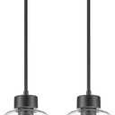 2-Pack Pendant Lights Kitchen Island, 7" Matte Black Hanging Lights Fixtures with Clear Glass Shade, Modern Kitchen Pendant Lighting Over Island for Dining Room, AD-24024-1P2-BK