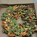 24 Inch Fall Front Door Wreath Decorations, with Pinecone, Maple Leaf, White Flowers, Fall Thanksgiving Decor Indoor Outdoor, for Home Office Party Window Fireplace Decoration