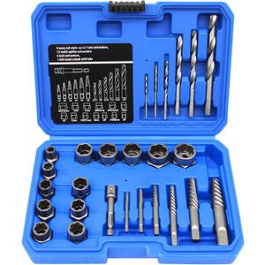 Screw Extractor Set, 26 Pieces Bolt Extractor Kit & Left Hand Drill Bit Kit, Easy Out Bolt Extractor Set with Hex Adapter for Broken, Damaged, Rusted, Rounded-Off Bolts, Nuts & Screws