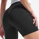 CADMUS High Waist Yoga Shorts for Women Workout Running Shorts Naked Feeling Biker Shorts Tummy Control Deep Pockets, Black, L