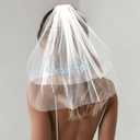 2 x Chanaco Bride to Be Veil Bachelorette Party Accessories Bridal Shower Decorations Short Veils with Comb Favors Wedding Gifts (white blue)