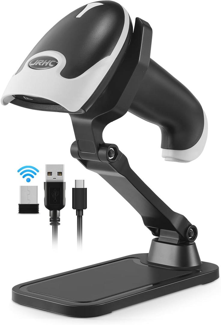 Barcode Scanner Bluetooth, Wireless Barcode Reader with Stand 3 in 1 Bluetooth & 2.4G Wireless & USB Wired Connection Handheld 1D&2D&PDF417 QR Code Scanner Data Matrix Bar Code Scanners (2D Bluetooth - BW1)