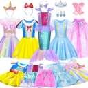 Princess Dress Up Clothes for Little Girl, Princess Costume for Girls Toddler Toys Role Play Princess Dress Up Christmas Birthday Gift for Toddler Girls 3-8 Years