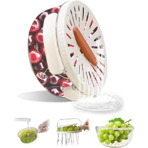 Multifunctional Fruit Washing Bowl,2 in 1 Drainer and Strainer,Foldable Handle Drain Basket with Lid,Kitchen Colanders & Food Strainers, Suitable for Washing Fruits and Vegetables