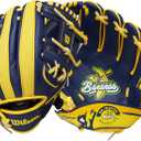 Wilson A200 Youth Baseball Gloves (10", Navy/Yellow)