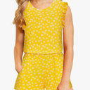 Girls Jumpsuits Rompers Ruffle Sleeve Romper Shorts with Pockets Summer One Piece Playsuit Outfits for Girl 6-13 Years