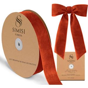Burnt Orange Velvet Ribbon 1.5'' 25 Yards for Christmas Tree, Gift Wrapping, Flower Bouquet, Wreath Decorations, Bow Making (1.5 x 900 in)
