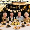 2 x 200PCS Black and Gold Cupcake Liners Muffin Baking Cups Wrappers for Retirement Birthday Party Supplies Disposable Cupcake Papers for Black Golden Masquerade Party Decorations