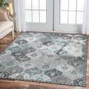 Lahome Moroccan Washable Area Rug 6x9, Ultra-Thin Large Living Room Rugs for Bedroom, Oriental Trellis Distressed Non Shedding Throw Carpet for Dining Room Office Elise, Blue