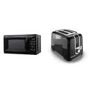 Emerson 0.7 CU. FT. 700 Watt Black Microwave Oven (MW7302B) and BLACK+DECKER 2-Slice Extra Wide Slot Toaster