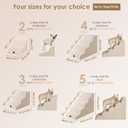 EHEYCIGA Curved Dog Stairs Ramp for High Beds 19.7" H, 4-Step Dog Steps for Small Dogs and Cats, Pet Stairs for High Bed Climbing, Non-Slip Balanced Pet Step Indoor, Beige