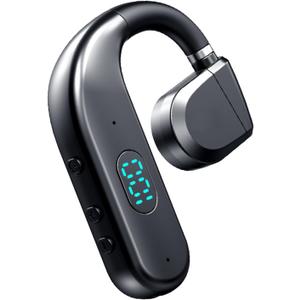 One Ear Headset Open Ear Air-Bone Conduction Headphones Wireless Bluetooth Headset Earpiece with Microphone for Cell Phones 30H Playtime Air-Bone Conducting Ear Piece Earphones for Sports Work (Black)