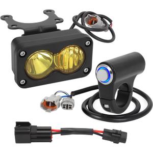 motoparty Dirtbike Headlight Kit Plug and Play for Sur-Ron Segway X260 Talaria Sting R MX4 PC Lens Motorcycle Yellow Light Bar Led Headlamp with Blue Light Switch