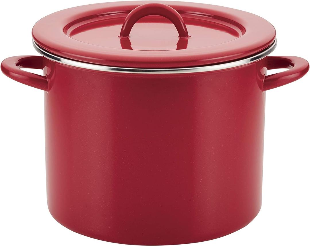 Rachael Ray Create Delicious Stock Pot/Stockpot with Lid - 12 Quart, Red