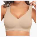PoseFree Womens Seamless Wireless Supportive Bra Push Up Comfort Soft No Underwire Full Coverage T-Shirt Bra XL
