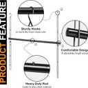 Closet Hanging Rod, 47.2in Wide Extension Closet Hanging Organizer, 6 Height Adjustable Hanging Closet Rods, Space Saving Heavy Duty Closet Rod for Hanging clothes and Towel up to 33.8 in long, Black